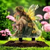 Jardim de Conto de Fadas Elfo Alado Transfronteiriço Estaca de Madeira Apanhador de Sol Decoração Externa Vasada Estátua Acrílica Pátio
