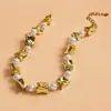 Collar de Perlas Cuadradas Irregulares Transfronterizo Europeo y Americano Lujo Ligero Sentido de Alta Gama Cadena Noble para Clavícula Sentido de Diseño Collar de Nicho