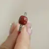 Anillo Retro de Plata de Ley 925 con Ágata Roja del Sur Corte Cubo de Azúcar Rojo Nuevo Estilo Étnico Chinoiserie Anillo para Mujer Estilo Nacional Nicho