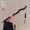 Pasador de Gama Alta con un Toque Femenino, Borlas y Flores de Estilo Antiguo, Pasador Versátil para Hanfu, Pasador para Recogido en la Parte Trasera de la Cabeza