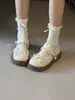 Zapatos de Verano/Otoño 2026 Nuevos Lolita Cuadros Encaje Suela Gruesa Mary Jane para Mujer Zapatos de Salón Bajos Punta Redonda Moda Zapatos de Salón