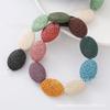 Colar Pulseira Oval de Pedra Vulcânica Colorida com Contas Acabadas Contas Soltas para Montagem de Joias DIY Acessórios Atacado