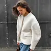 Abrigo de Lana Gruesa Transfronterizo Europeo y Americano para Mujer, Nuevo Diseño Otoño e Invierno 2026, Top de Color Sólido con Cuello en V Estilo Chanel