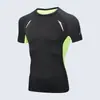 Roupas esportivas masculinas transfronteiriças, roupas de ginástica, camiseta de secagem rápida e respirável com gola redonda, camiseta de manga curta masculina para corrida, justas, roupas de treino