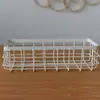 Estante de flores de hierro forjado para pared, caja de maquillaje, armario de escritorio de marco de hierro, cesta de almacenamiento rectangular