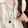 Collar negro de estrella dulce y fresco estilo chica hot, perla sintética, diseño único de nicho, cadena larga para suéter, accesorio para el cuello