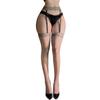 Medias Sexys, Liguero Sexy, Entrepierna Abierta y Cerrada, Tubo Largo de Encaje de Una Pieza, Red de Pesca hasta la Rodilla, Liguero de Tentación de Seda Negra para Mujer