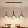 Lámpara Colgante de Restaurante Estilo Vintage Nuevo 2026, Lámpara Colgante de Tres Cabezas Forma de OVNI para Sala de Café, Lámpara de Mesita de Noche para Dormitorio Color Nogal