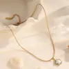 Moda Entrada Luxo Alto Padrão Turquesa Flor Aço Titânio Colar Feminino Diamante Pérola DIY Flor Corrente da Clavícula Joia