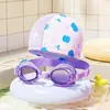 Gafas de natación para niños para niñas, alta definición, impermeables, antivaho, marco pequeño, conjunto de gafas de natación para niños y niñas y gorro de natación, gafas de natación para niños