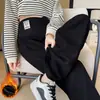Pantalones de maternidad de pierna ancha con soporte para el vientre de cintura baja para principios del embarazo, pantalones largos de felpa forrada para otoño e invierno talla grande, pantalones casuales de maternidad para otoño