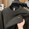 Nova Camisa Base Jacquard Tricotada Lisa Casual Masculina Outono e Inverno, Suéter Simples e Estiloso de Alta Qualidade para Homens
