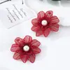 Pendientes de pétalos coloridos, a la moda, multicapa, calados, con adornos de perlas, adecuados para el uso diario