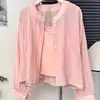 Camisa de Gasa Elegante Estilo Coreano Nuevo de Verano con Cuello Redondo Francés y Diseño Protector Solar, Cubierta Casual para Mujer con Aire Acondicionado