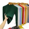 Suéter de punto de cuello alto medio para mujer, camisa interior de otoño e invierno, nuevo tejido de punto versátil y fino, top interior ajustado rosa