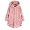 2025 Amazon Más Vendido Chaqueta de Felpa de Color Sólido Moda Europea y Americana Botón Capucha Irregular Top de Felpa