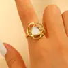Anillo de Acero Inoxidable Transfronterizo Exagerado Moda Geométrico Abierto Gota de Aceite Anillo para Dedo Índice Dorado 18K Lujo Ligero Joyería de Alta Gama