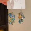 Pendientes de Borla de Cristal de Resina Incrustados de Diamantes con Forma de Rombo Lujo Accesible Ganchos de Oreja de Gama Alta Moda Personalizable Pendientes Versátiles para Mujer