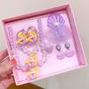 Pulsera infantil de sirena de nueva celebridad en línea, linda concha, clip de oreja sin dolor, anillo de pelo de princesa sirena, traje, caja de regalo