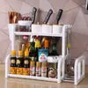 Estante de Almacenamiento para Cocina Estante de Piso para Almacenamiento Estante de Cocina sin Taladro Caja de Almacenamiento de Plástico para Utensilios de Cocina Portacuchillos Cesta para Palillos