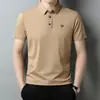 Camisa Polo Masculina de Manga Curta Sem Costura 2024 Verão Pai Nova Camiseta Casual de Negócios com Gola