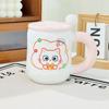 Conjunto Doméstico com Tampa e Colher Caneca Boneco Ursinho Fofo Xícara de Cerâmica Grande Capacidade Copo de Água de Alto Valor para Meninas