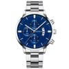 Reloj de cuarzo con correa de acero y calendario de explosiones transfronterizas para hombre, reloj de negocios para hombre, reloj con esfera grande de tres ojos.