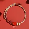 Pulseira de Corda com Cinábrio Vermelho Imperial de Alto Teor para Ano Zodiacal Tecida à Mão Pulseiras para Homens e Mulheres