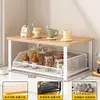 Prateleira de armazenamento de mesa, suporte para cafeteira de bancada de mesa de jantar, porta-copos, caixa organizadora para sachês de chá e lanches, organizador de cesta retrátil para cozinha