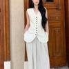 Nuevo Chaleco Blanco Estilo Coreano 2026 para Mujer, Nuevo Top Exterior Delgado sin Mangas con Cuello en V Verano 2026