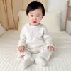 Macacão de Seda Camélia com Proteção Dupla na Barriga, Manga Longa, Estilo Fino de Verão, Classe A, Macacão de Engatinhar Unissex para Bebê, Roupa de Dormir para Bebê