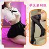 Chao Mu Lingerie Sexy Perspectiva Sexy Camisa Branca Colegial Uniforme Jk Uniforme Laço Uniforme Britânico Saia Plissada terno