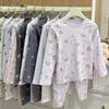 Conjunto de ropa interior térmica de otoño e invierno para niños, algodón puro, para niños y niñas, incluye camisetas de manga larga y pantalones largos, adecuado para usar en casa y como pijama