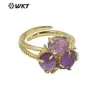 WT-R484 diseño único de flor incrustado tres piedras preciosas doble capa 18K multicolor opcional anillo de joyería de piedras preciosas