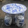 Adornos de cerámica para mesa y silla, adornos de cerámica para mesa y taburete, adornos chinos para patio de casa, mesa redonda de los Siete Sabios de bambú de porcelana azul y blanca