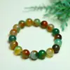 Pulseira Colorida de Ágata Pavão Brasileira com Contas Redondas, Contas de Bambu e Contas Cilíndricas, Pulseira de Jadeíta para Homens e Mulheres, Item Popular de Live Stream