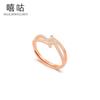 Xi Gu J0156 S925 Anillo geométrico de diamantes con destellos de plata para mujer, anillo de moda con temperamento, anillo de dedo de diseño abierto
