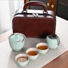 Conjunto de Chá de Viagem Estilo Chinês Copo Rápido Portátil Lata de Chá Cerâmica Preparo de Chá Presente Comercial Lembrança Forno Ru