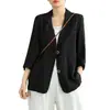 Blazer feminino simples e estiloso de manga comprida Dongdaemun coreano, jaqueta curta casual de algodão e linho para outono e inverno