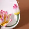 Haoshen Yuliansheng Portaincienso de Cerámica con Forma de Flor de Loto Adorno Flor de Porcelana Hecha a Mano Estilo Chino Sala de Estar Salón Budista Artesanía