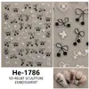 Redanco5D Estampado Ins Popular Dibujos Animados Pegatinas para Uñas Lazo Negro y Rojo Pegatinas Tridimensionales para Uñas He1787