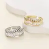 Anillo Geométrico Abierto de Cobre Chapado en Oro con Circonita, Lujo de Nicho Europeo y Americano, Anillo de Moda Versátil para Mujer