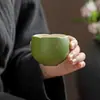 Taza de Huevo de Mandarina Verde con Chispas Doradas Taza Pequeña de Cerámica Mandarina Verde Taza de Té Kung Fu Taza Personal para el Hogar Taza de Té Nuevo Chinoiserie