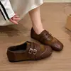 Zapatos Mary Jane retro de punta cuadrada, mocasines con detalle de hebilla, zapatos planos, zapatos de mujer, nueva colección otoño 2026, zapatos preppy estilo coreano