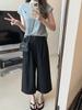 Calça Casual Branca Estilo Old Money para Mulheres Verão 2025 Coreana Confortável Simples Cintura Alta Versátil Fluida Solta Perna Larga Cropped