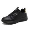 Zapatillas de Otoño para Mujer Piel Impermeables Suela Gruesa Cómodas Todo Negro KFC Cocina Antideslizantes Zapatos de Trabajo