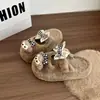 Zapatillas peludas de oso de dibujos animados dulces y lindas para mujer, nuevas de invierno 2026, zapatillas de algodón gruesas, peludas y de punta cerrada para mujer
