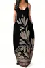 Vestido de Playa Hawaiano 2026 con Estampado de Plantas, Holgado y Sexy con Tirantes Finos Vestido Largo de Vacaciones para Mujer con Bolsillos