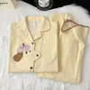 Pijama de Inverno para Mulheres 2025 Novo Desenho Animado Doce Caxemira De Rong Espessado Quente Fleece Escovado Dupla Face Conjunto de Roupa para Casa