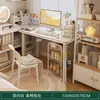 Penteadeira para Quarto de Menina, Mesa de Maquiagem Dois em Um, Novo Modelo 2025, Estilo Creme, Luxo Leve, Sensação de Alta Qualidade, Mesa de Escrita para Casa